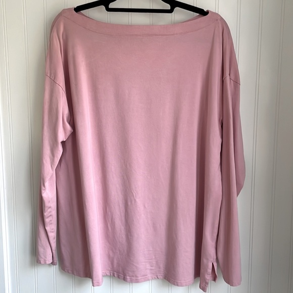 J. JILL Luxe Supima boatneck long sleeve pink relaxed fit drop shoulder top M - Picture 5 of 11
